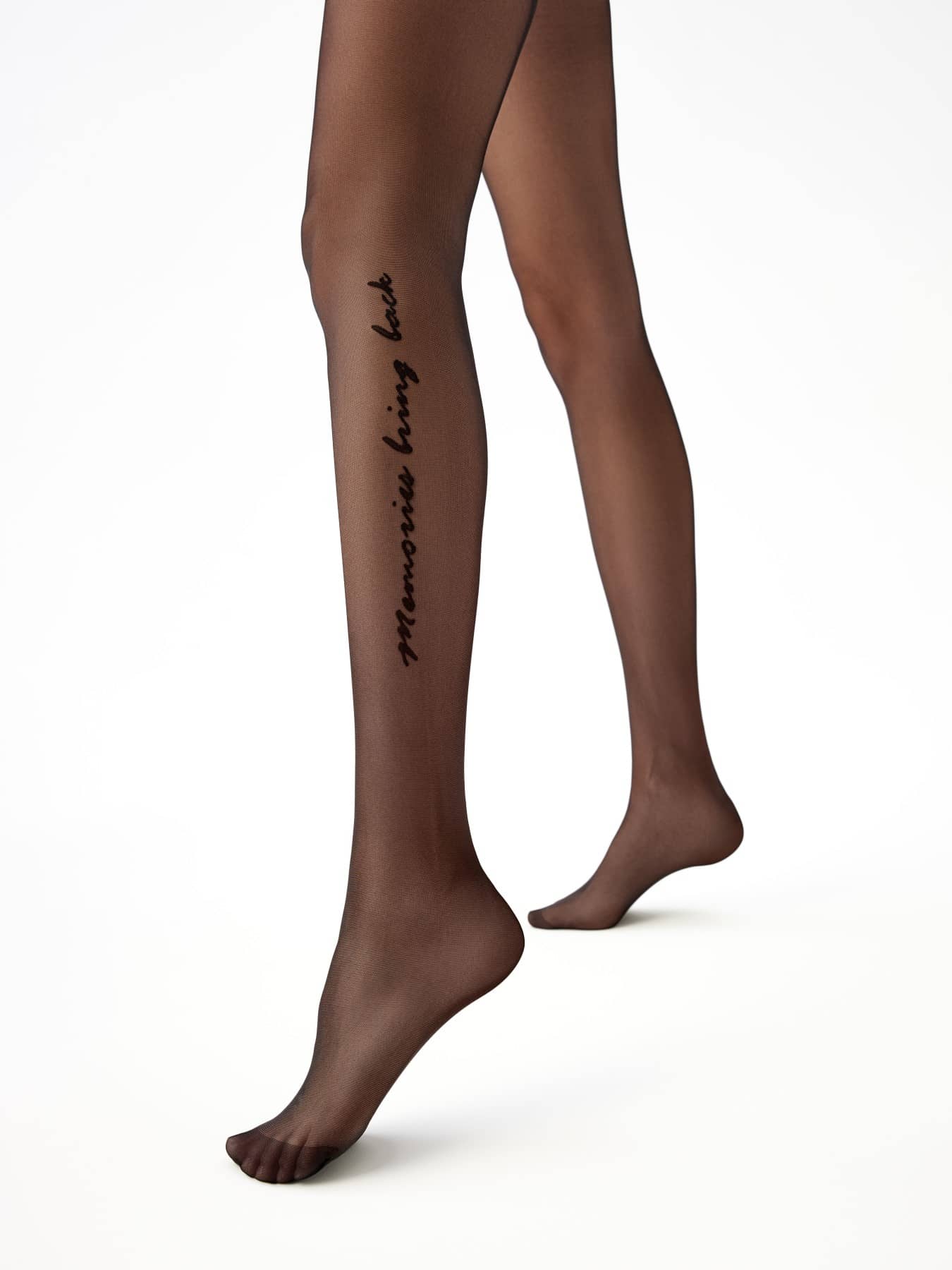 MEMORIES 30 den hlačne nogavice z napisi