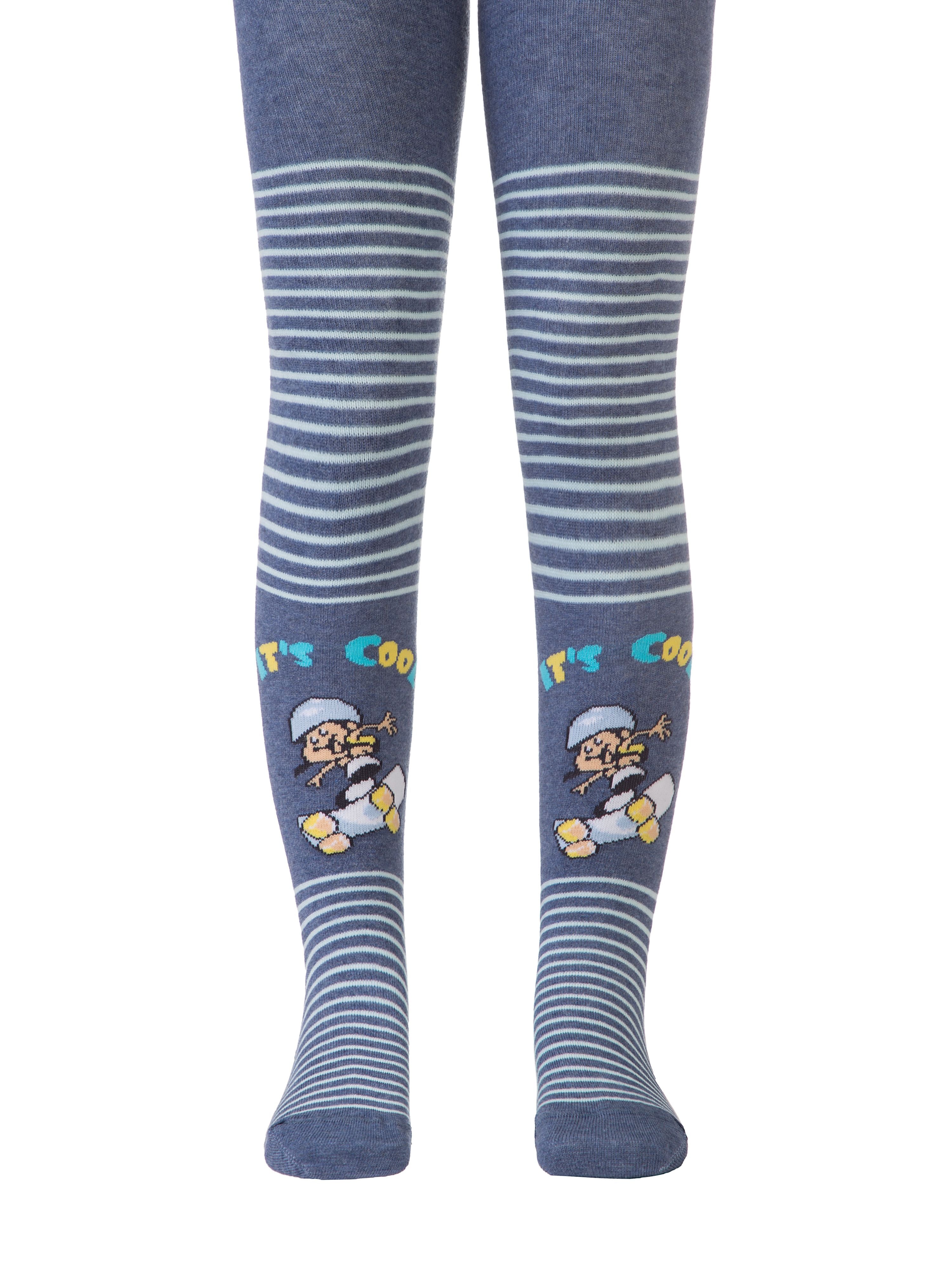 Črtaste modre otroške žabe, bombažne otroške hlačne nogavice z vzorcem Conte Kids Its cool