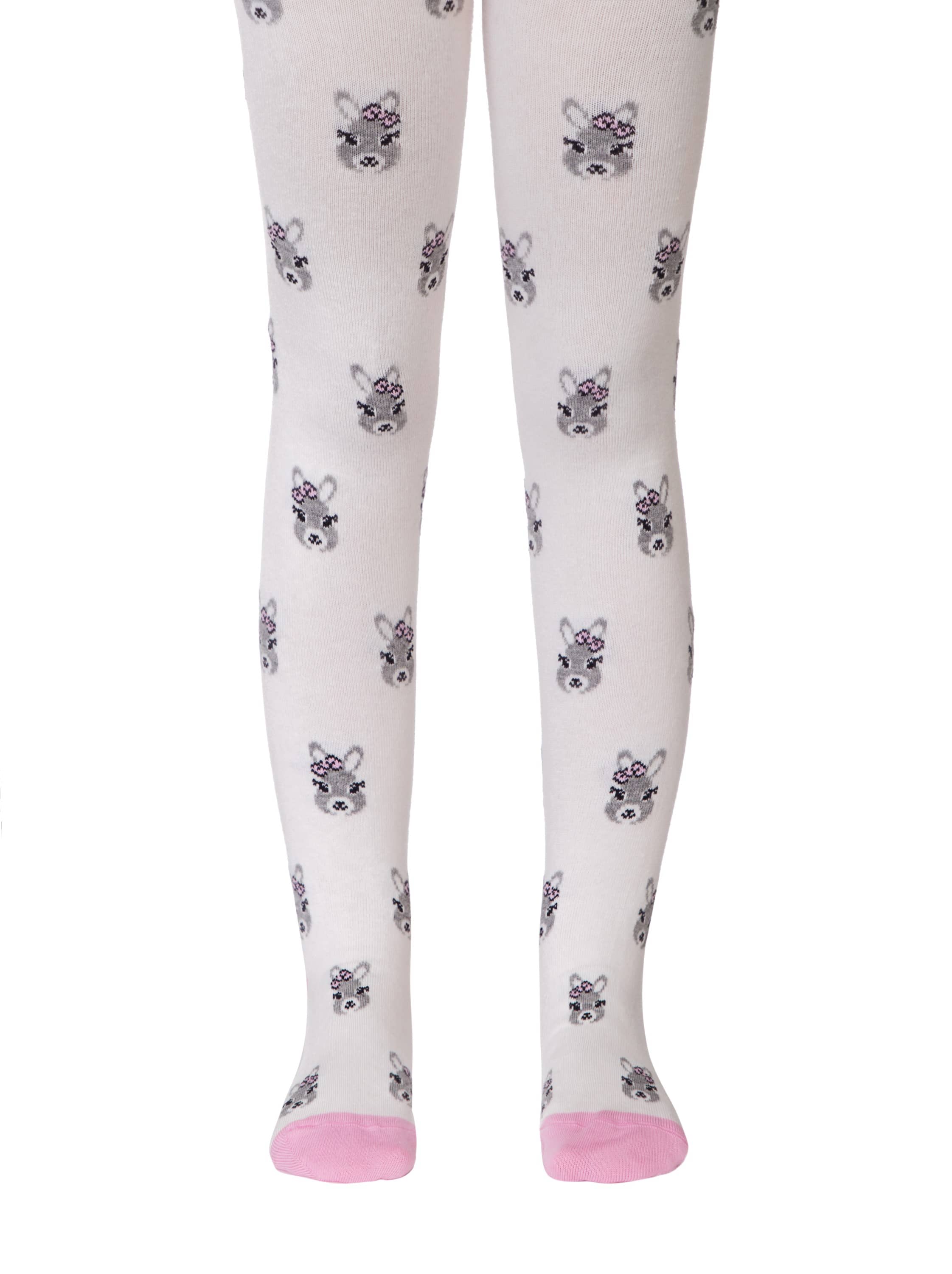 Otroške hlačne nogavice iz bombaža z zanimivimi vzorci Conte Kids Zajček v smetanovo beli barvi