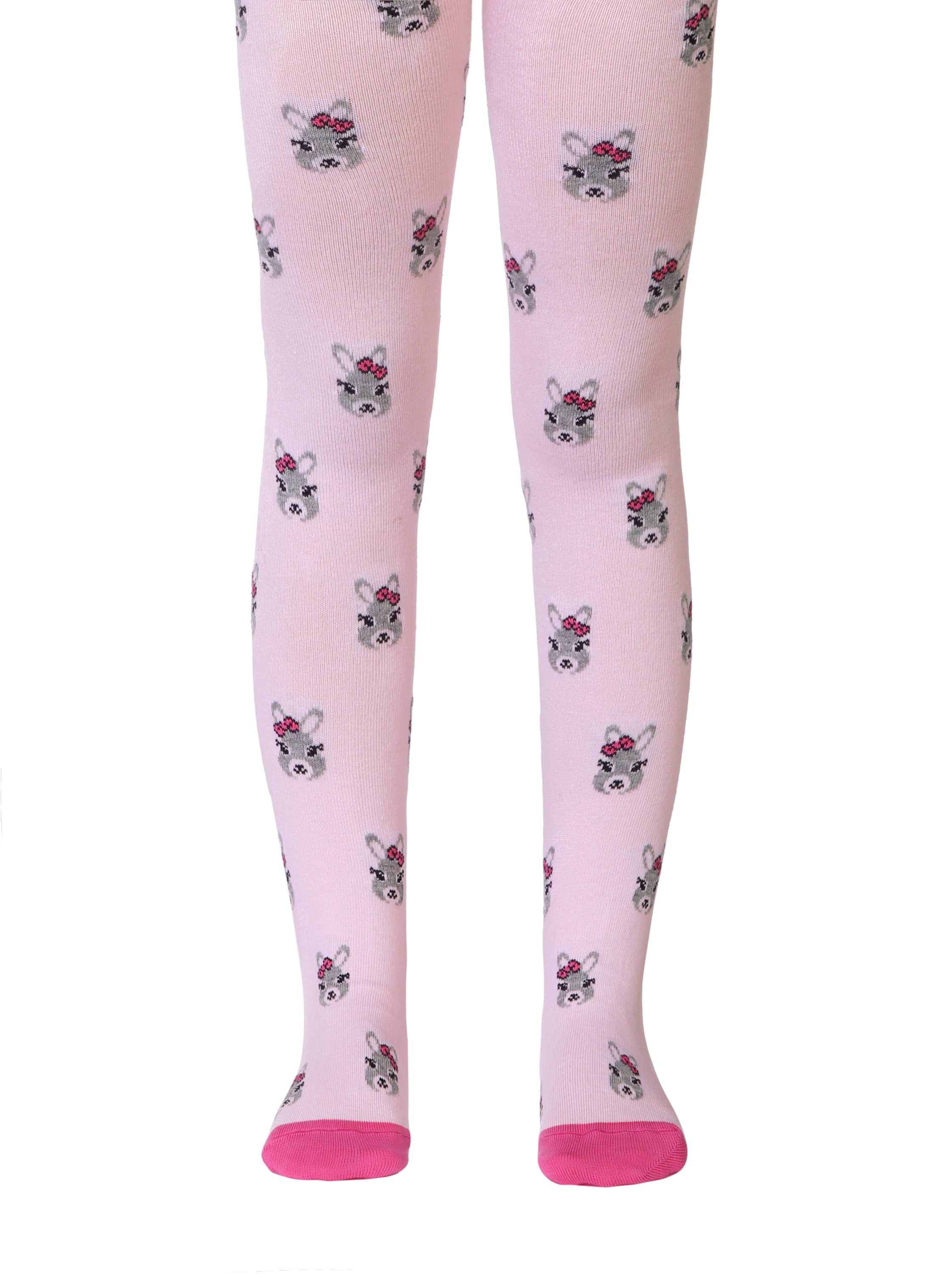 Otroške hlačne nogavice iz bombaža z zanimivimi vzorci Conte Kids Zajček v roza barvi