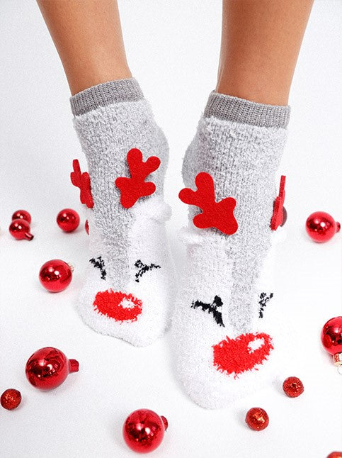 Božične nogavice ženske Puhast Rudolf
