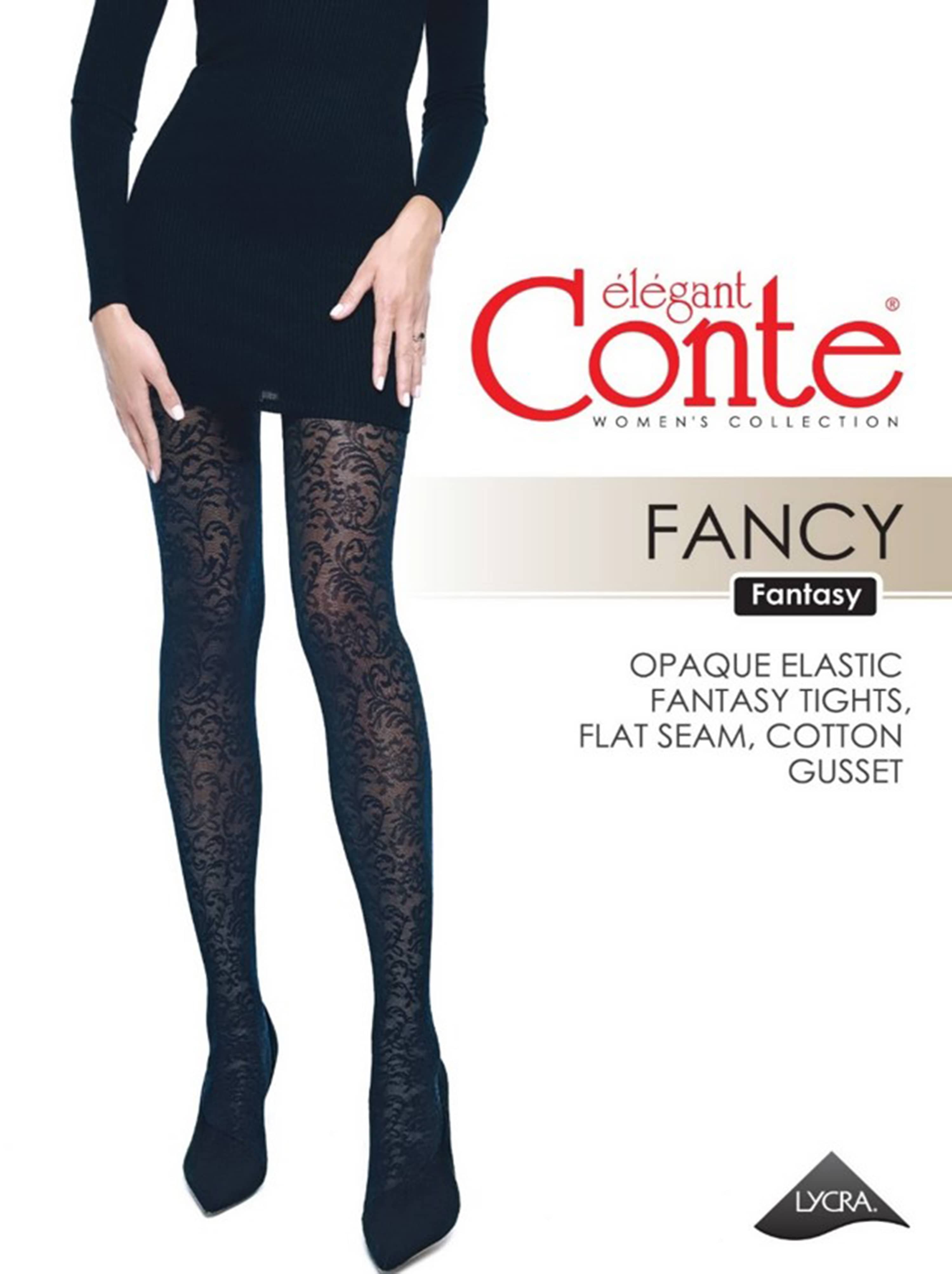 Črne čipkaste najlonke s cvetličnim vzorcem vzorčaste hlačne nogavice Conte FANCY