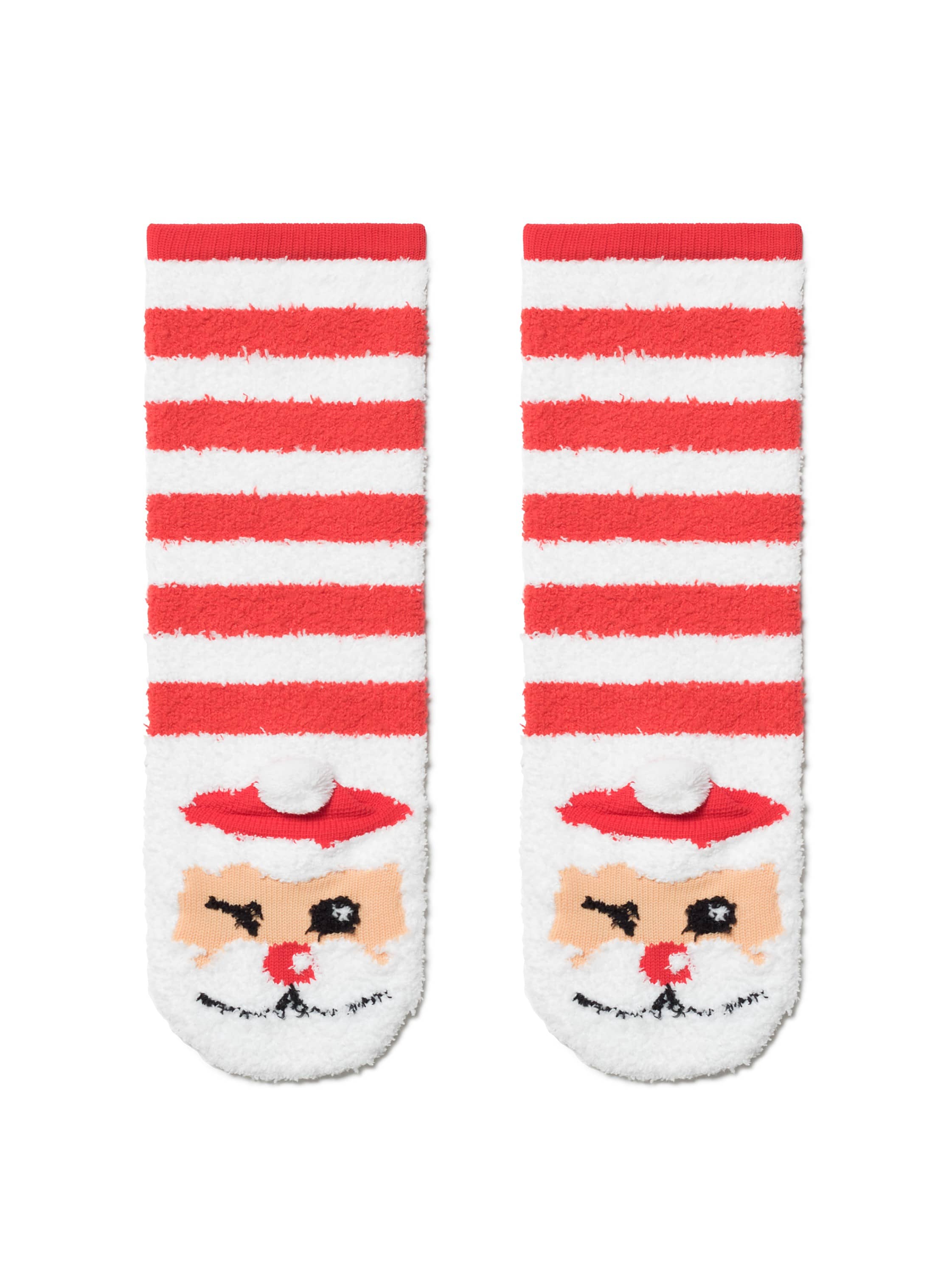 Božične nogavice ženske Puhast Santa