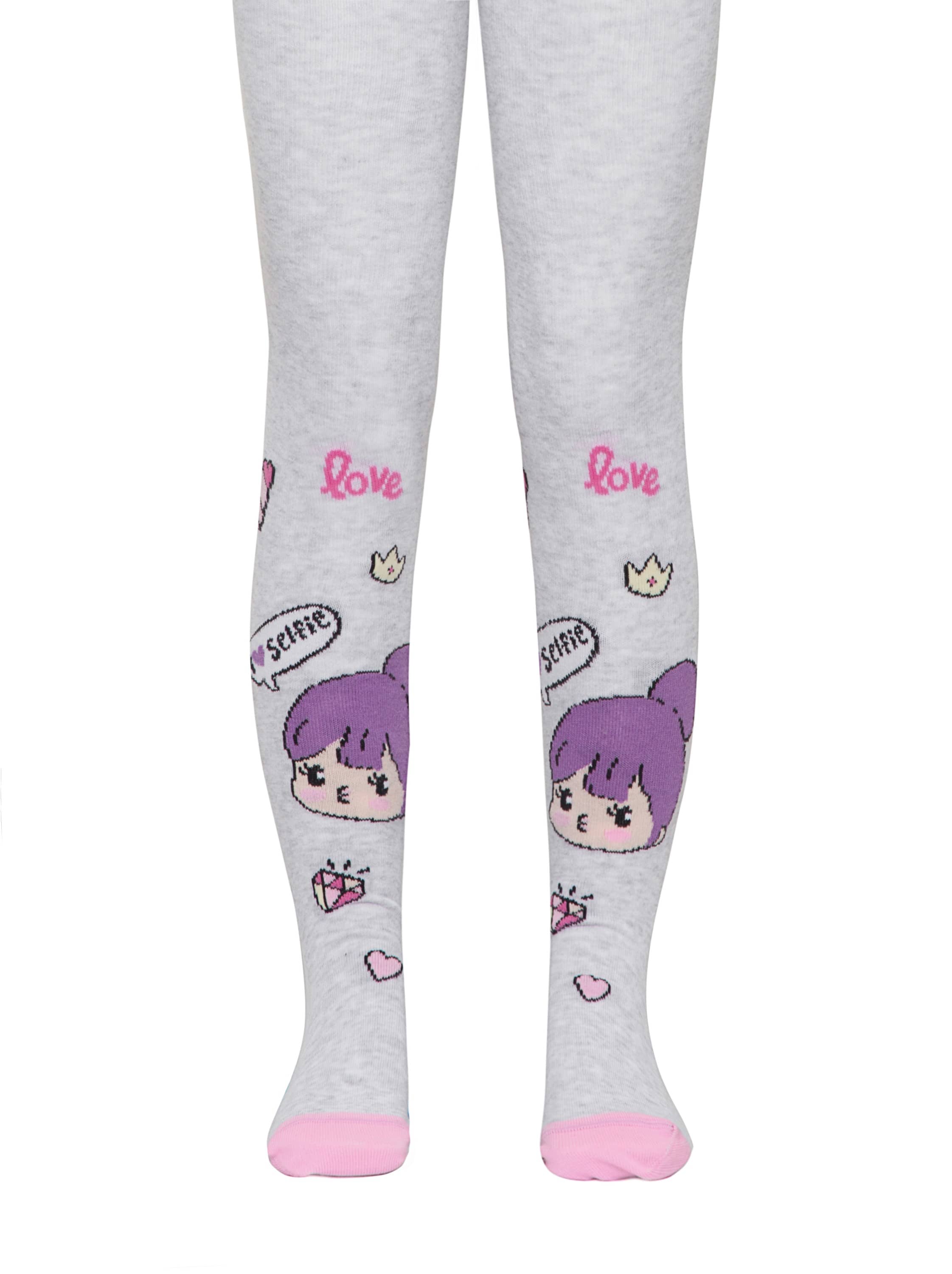 Bombažne hlačne nogavice za otroke svetlo sive z vzorci Conte