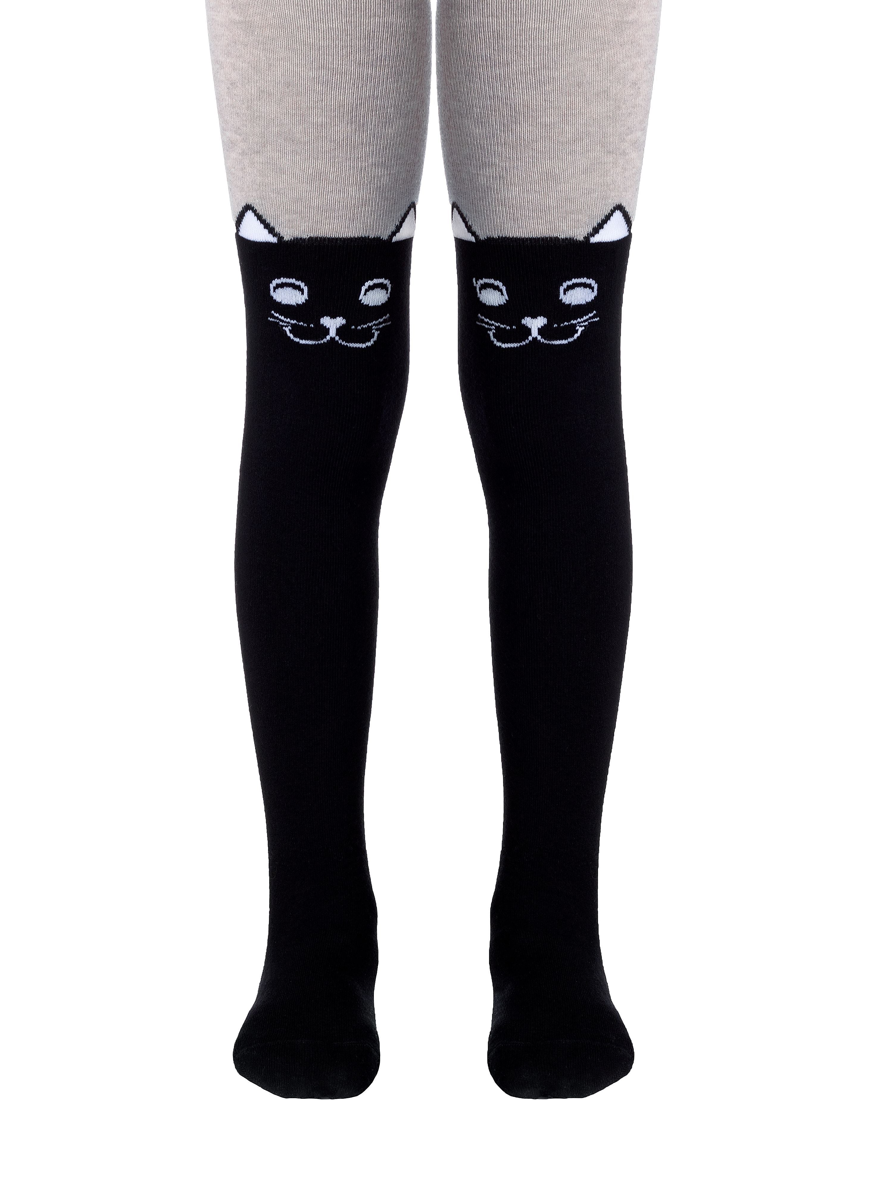 Otroške hlačne nogavice ČRNA MAČKA - črno/sive - Conte Shop