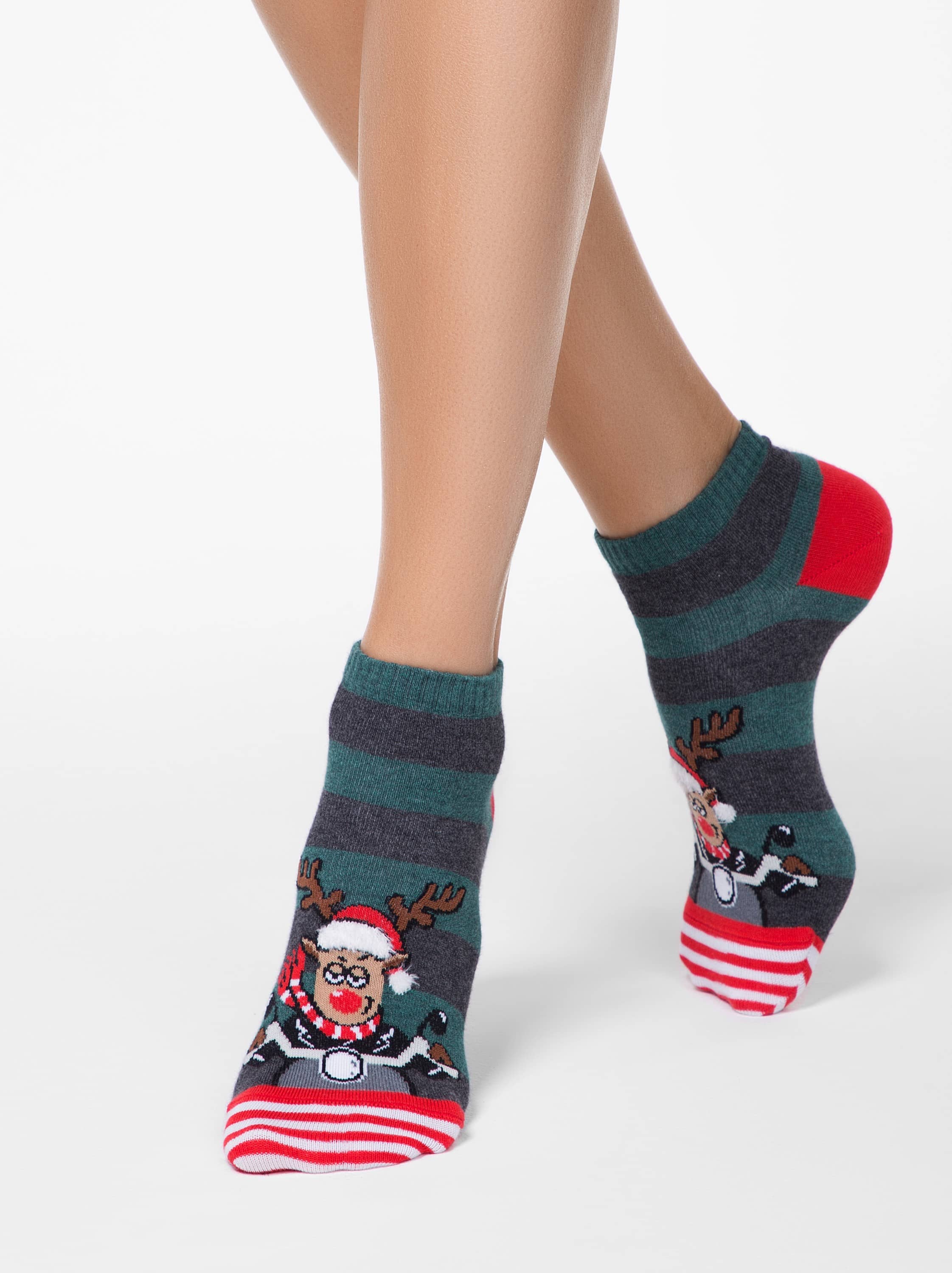 Kratke ženske božične nogavice iz bombaža Conte Rudolf darilo za božič ali novo leto Conte Shop