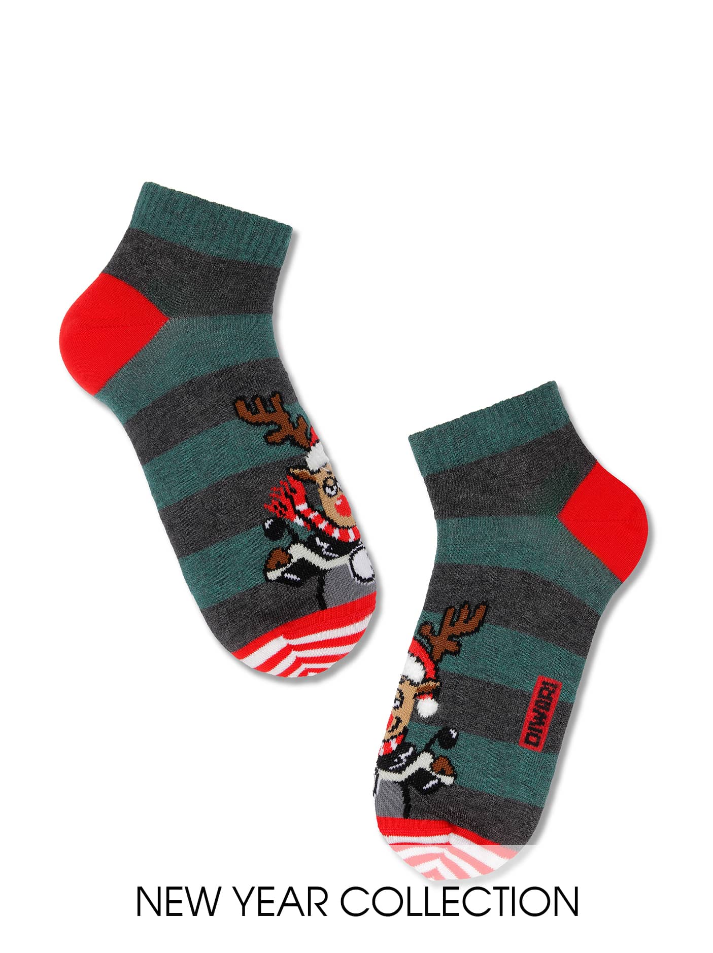 Kratke moške božične nogavice iz bombaža DiWaRi Rudolf darilo za božič ali novo leto Conte Shop