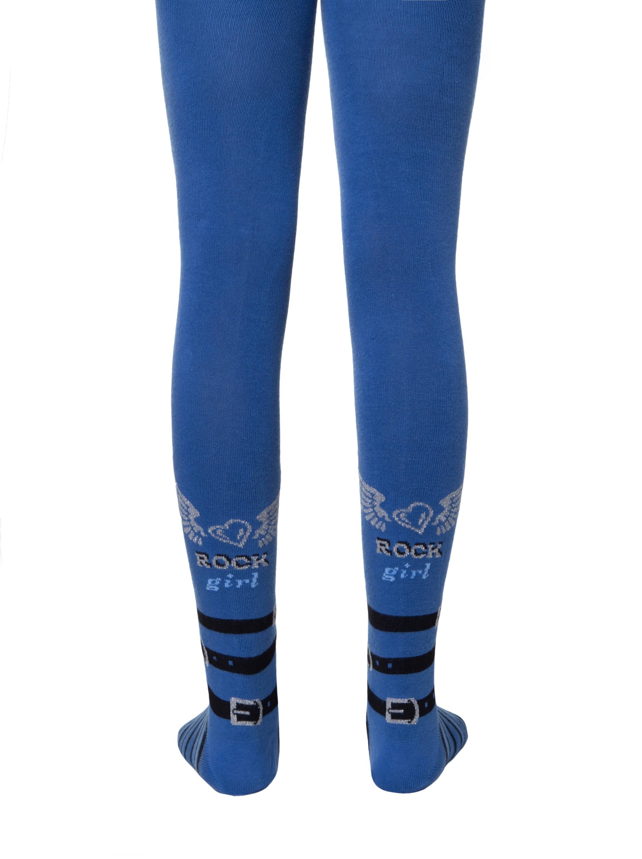 Otroške bombažne hlačne nogavice za deklice Conte Kids Rock Girl v modri barvi