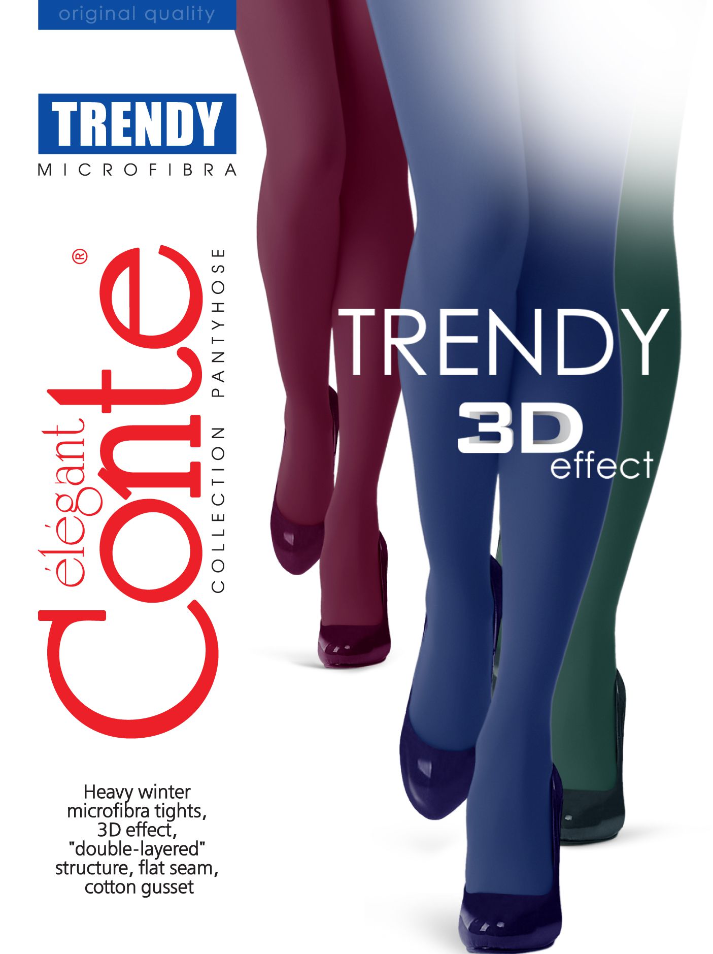 Debelejše 150 denske barvne hlačne nogavice iz mikrofibre Conte elegant Trendy