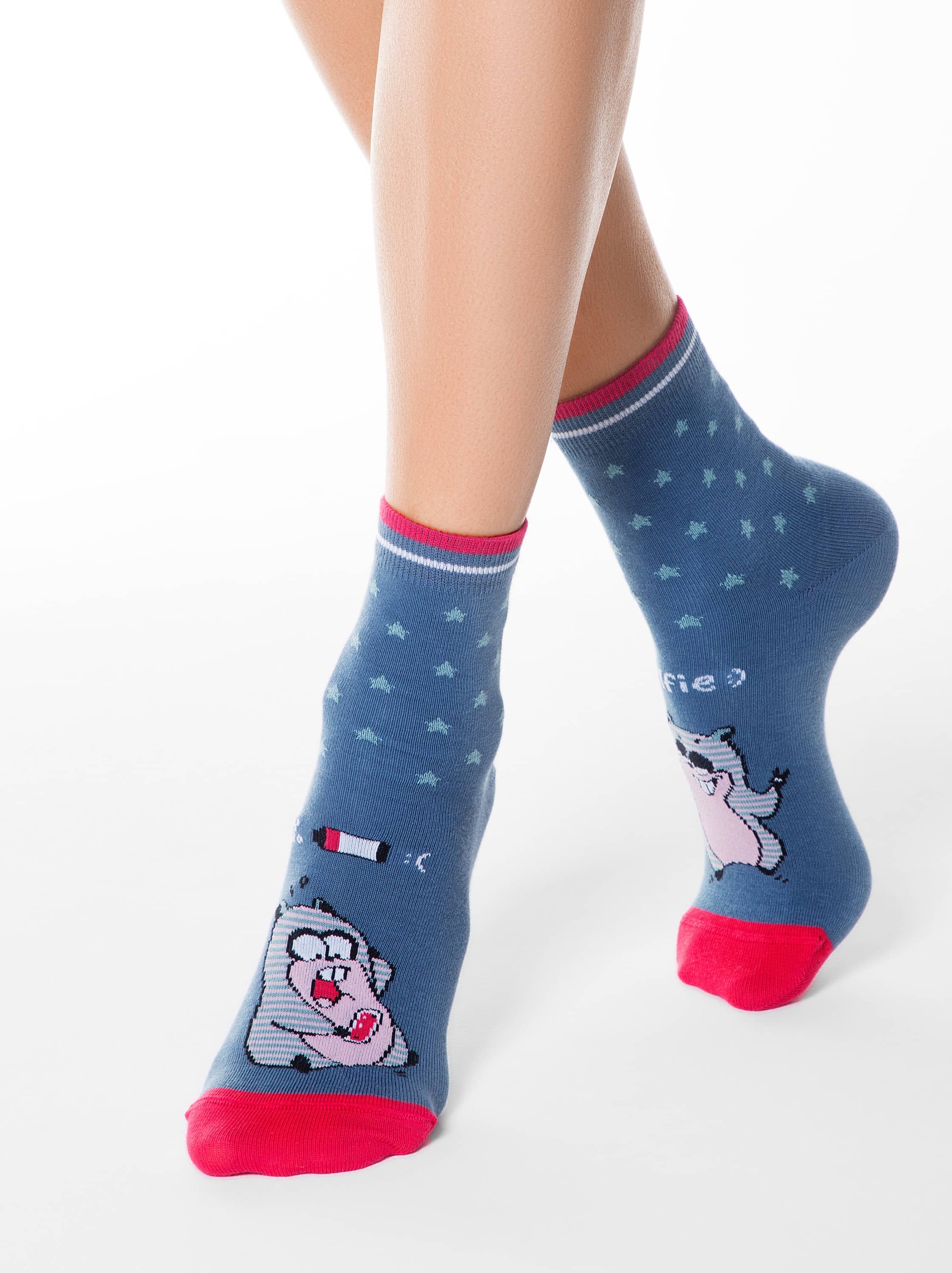 Pisane ženske nogavice Happy SELFIE