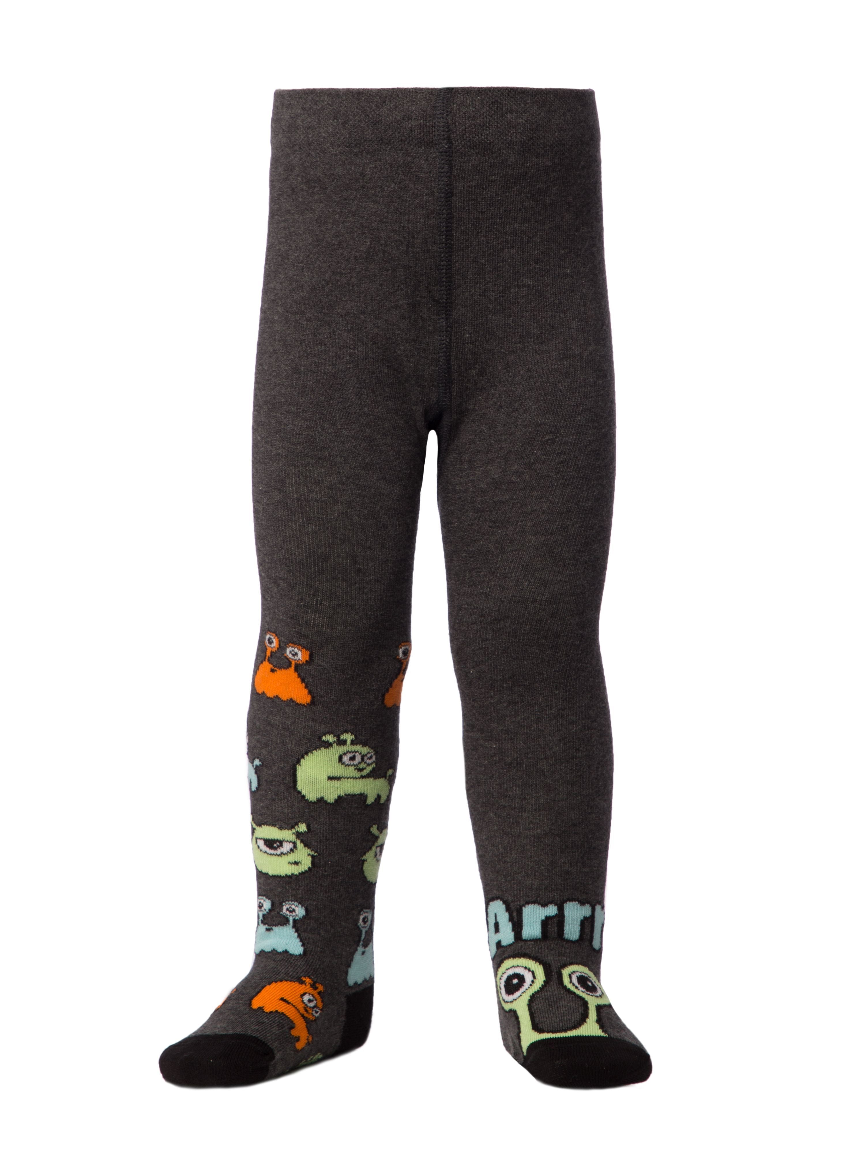 baby boy cute monsters tights kids toddler tights grey color by Conte-Kids