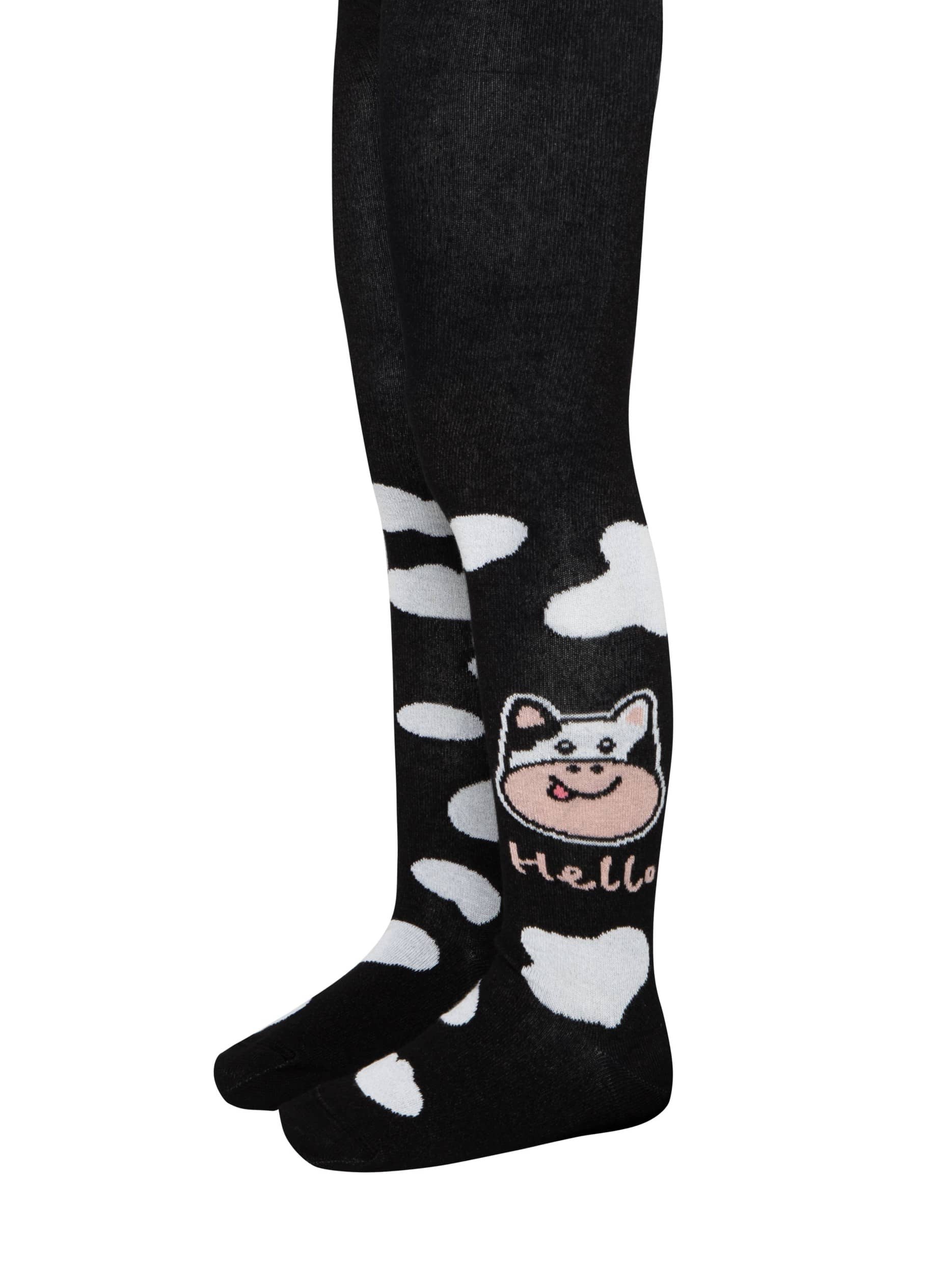 Bombažne otroške žabe z vzorcem po hlačnici Conte Kids Kravica črne