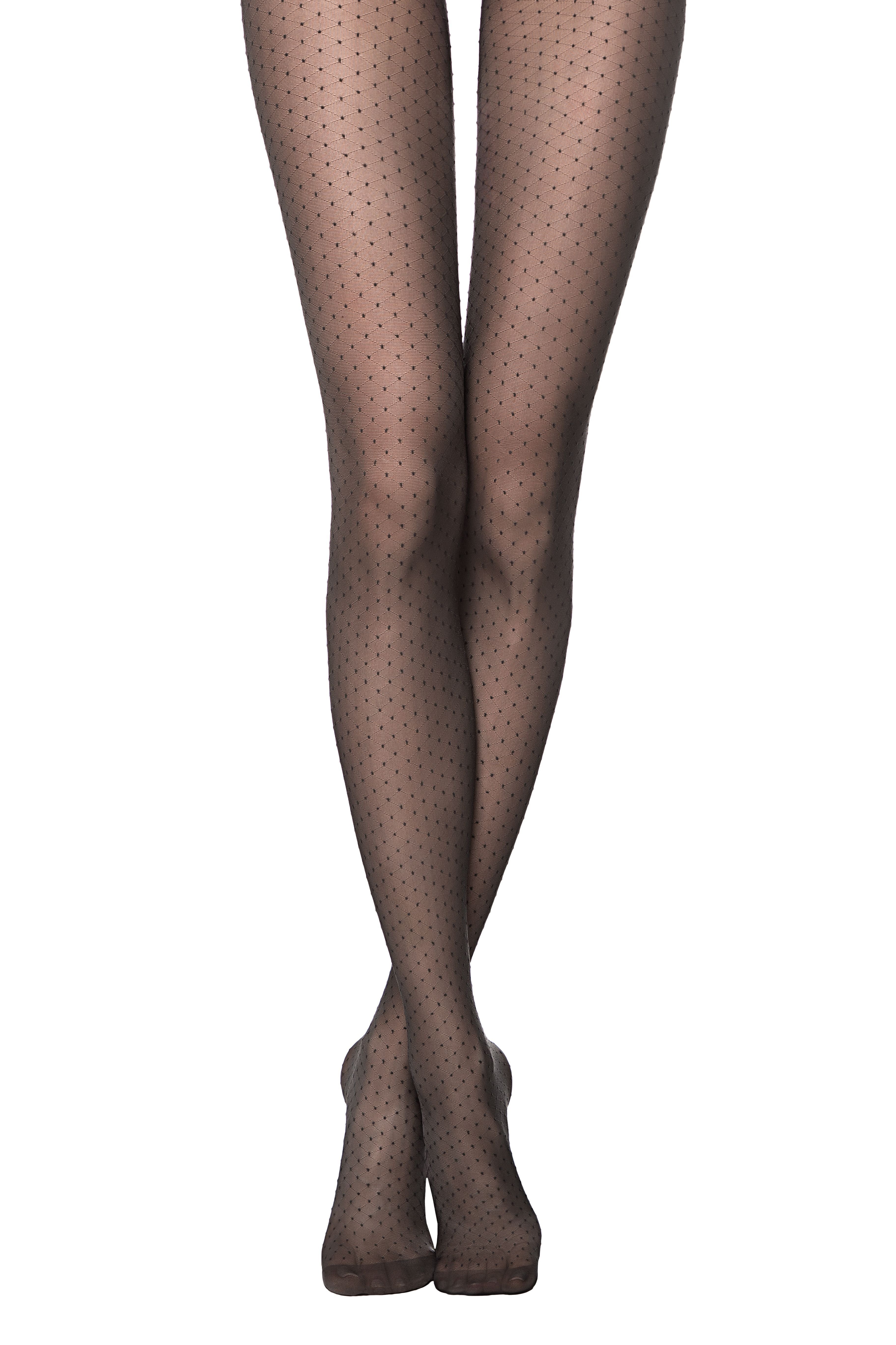 Pikčaste hlačne nogavice z mrežico in zelo majhnimi pikicami Conte Elegant PERLA