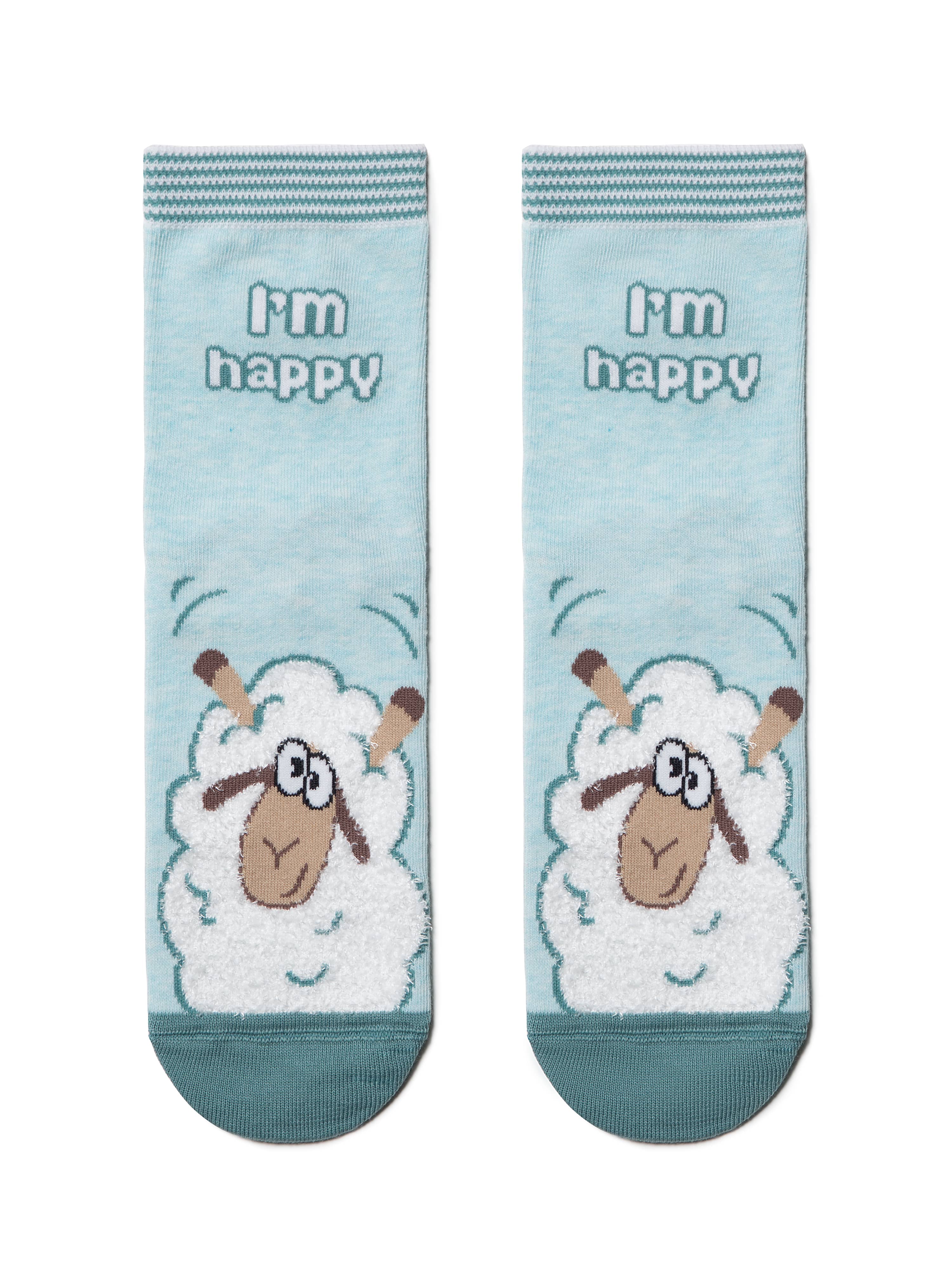 Ženske nogavice vzorčaste iz bombaža v svetlo modri barvi Conte Jagnječek