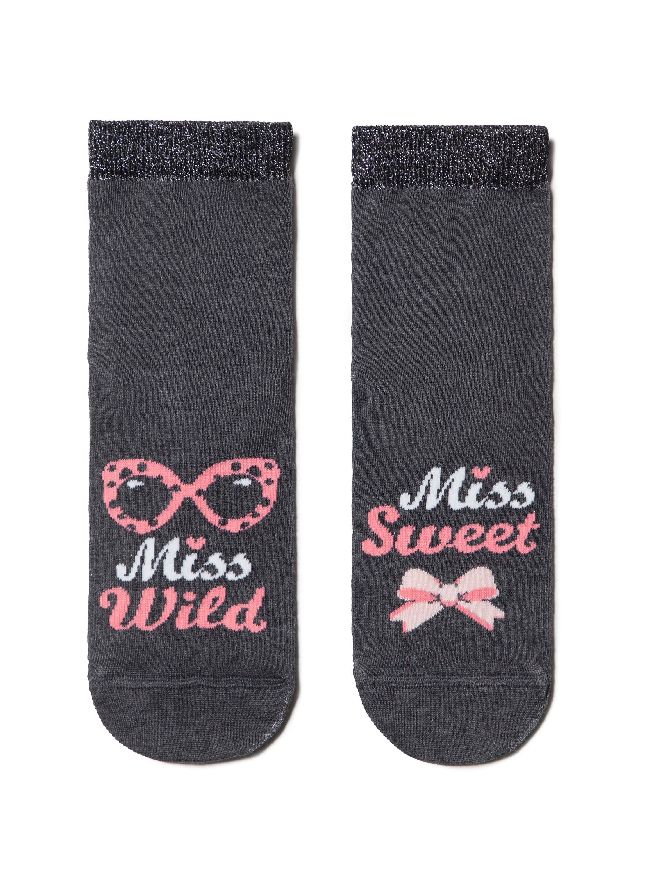 bombažne ženske nogavice vzorčaste temno-sive Conte Miss