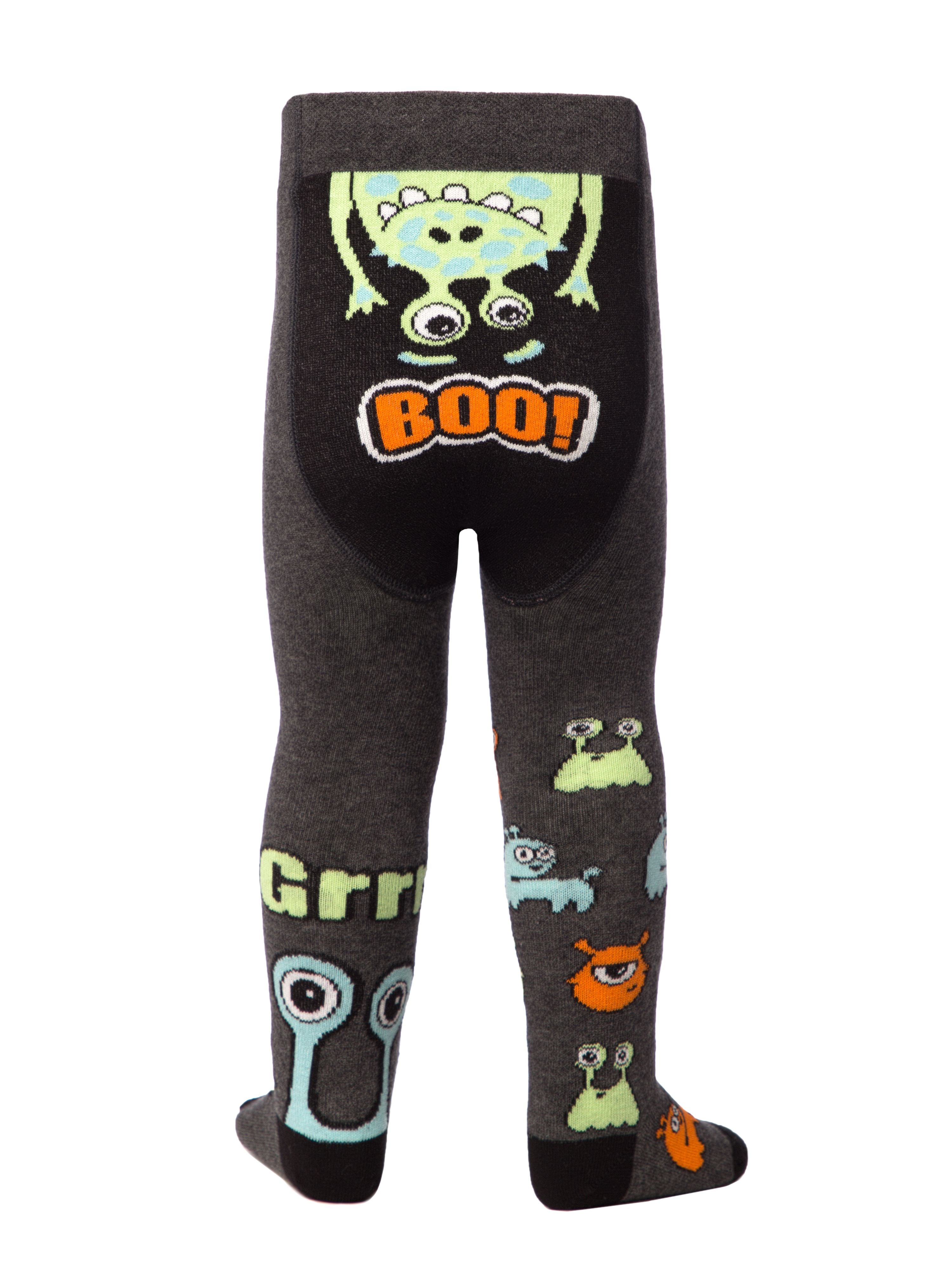 Temno sive otroške žabe, bombažne otroške hlačne nogavice z vzorcem Conte Kids Boo
