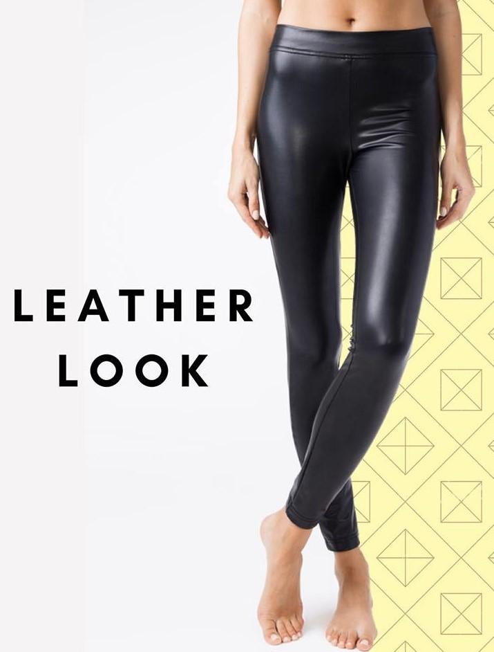 Warm black faux leather Leggings Conte Elegant Slippy