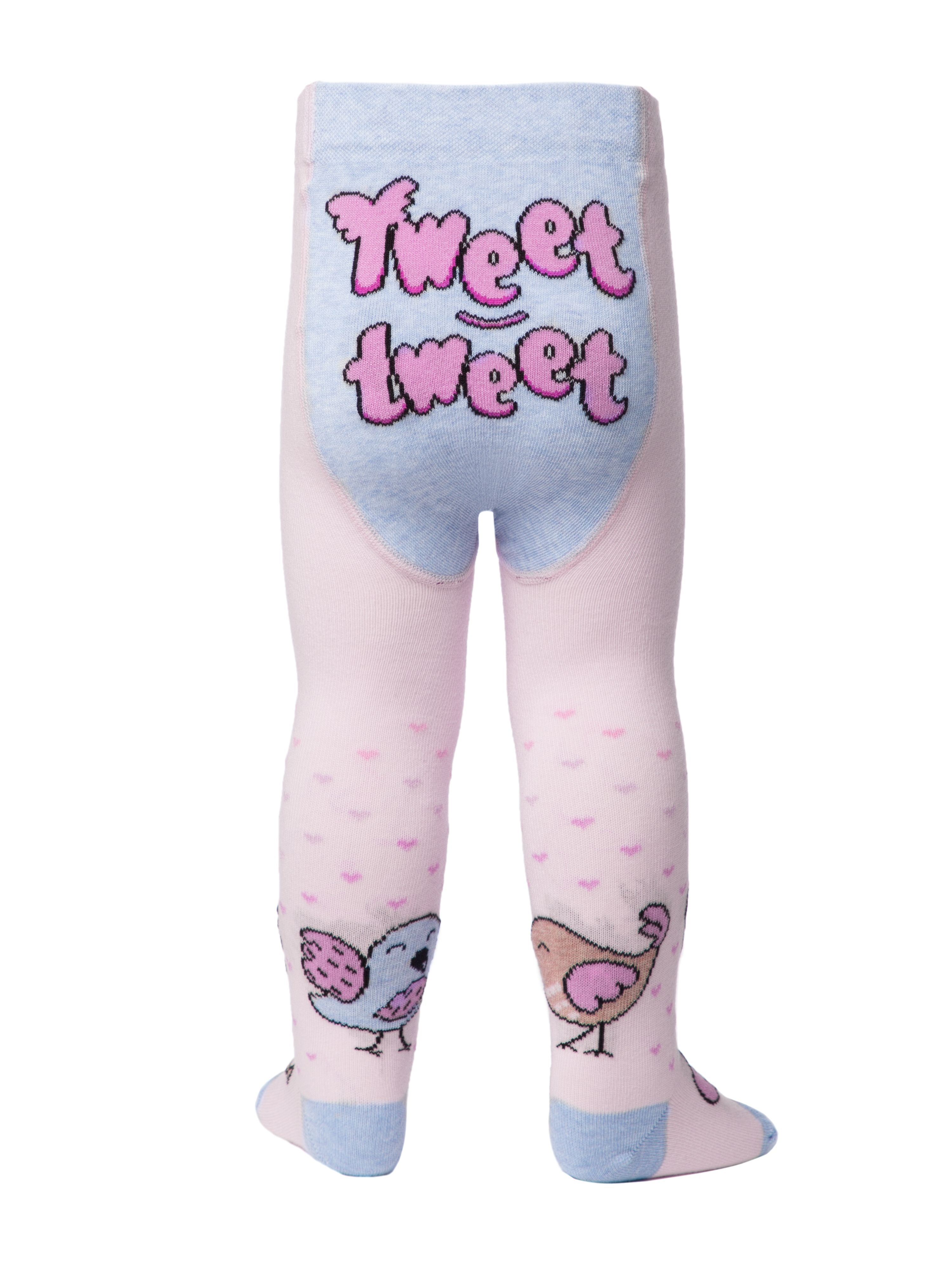 Otroške žabe v roza barvi, bombažne otroške hlačne nogavice z vzorcem Conte Kids Vrabci