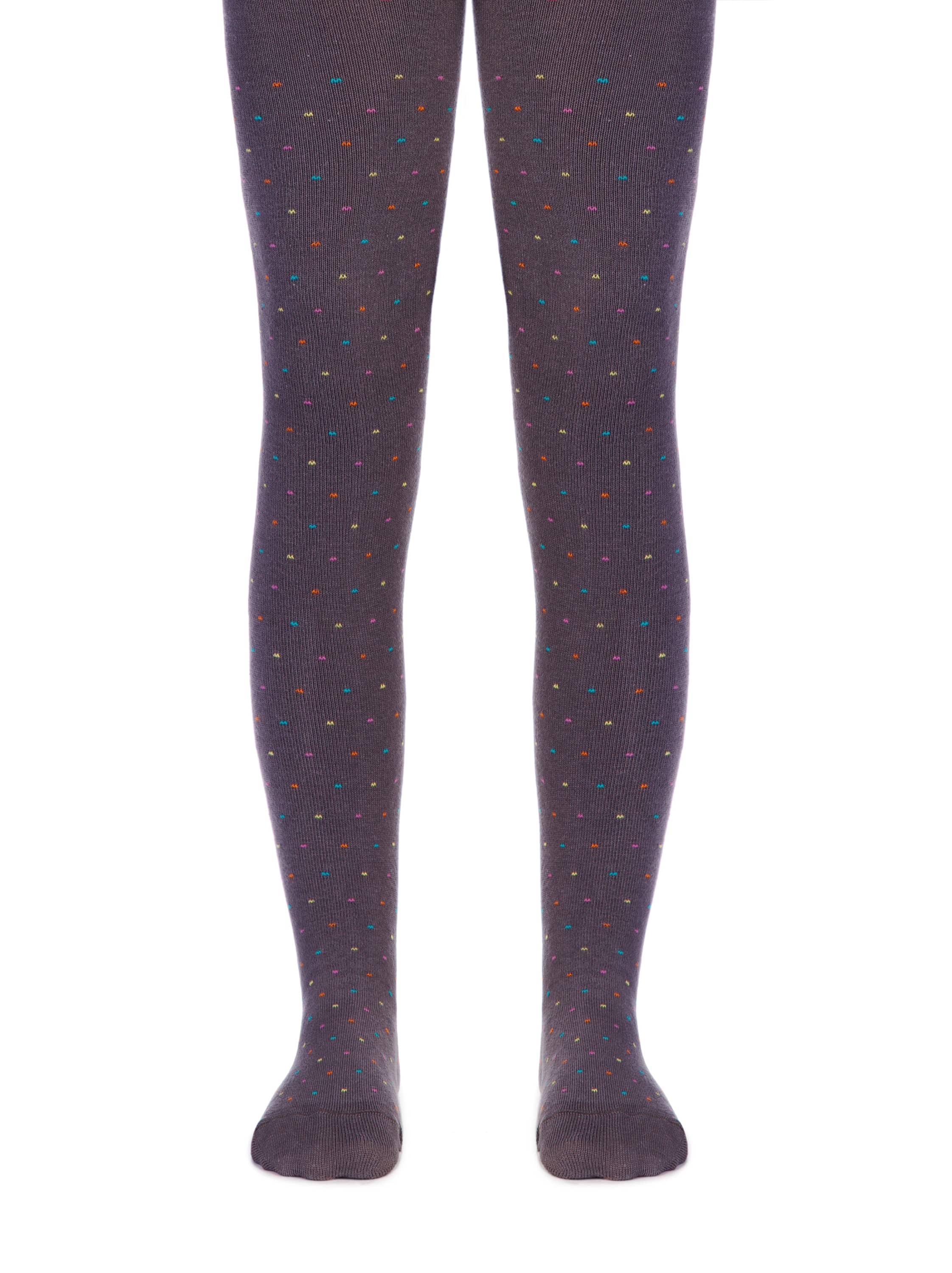 Otroške hlačne nogavice iz bombaža v sivi barvi s pikčastim vzorcem po hlačnici primerne za punčke Conte Barvaste Pikice