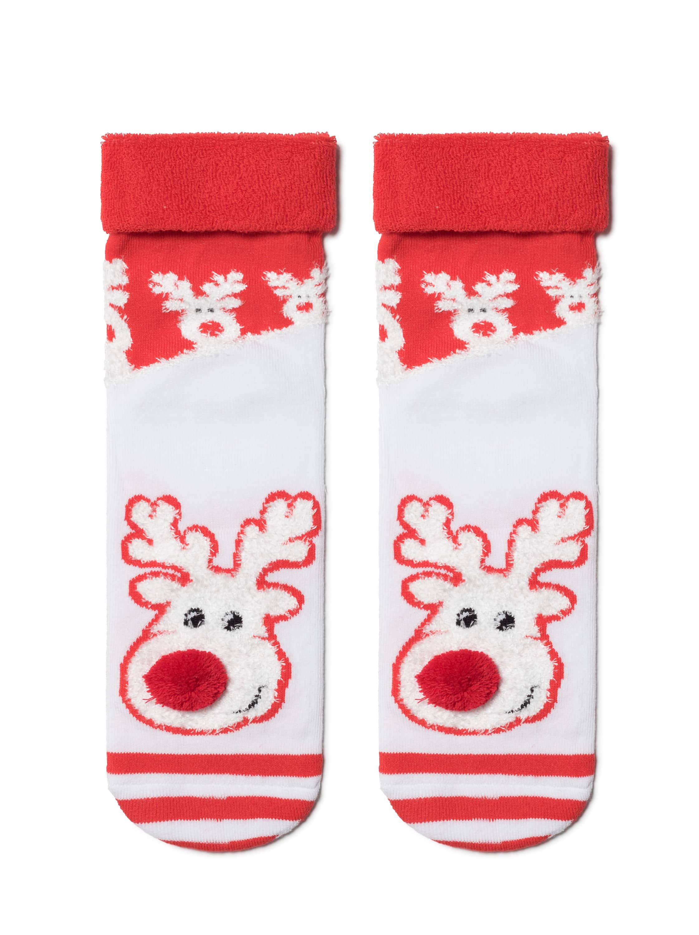 Božične frotiraste nogavice iz bombaža za ženske z božičnimi motivi Conte Rudolf darilo za božič ali novo leto Conte Shop