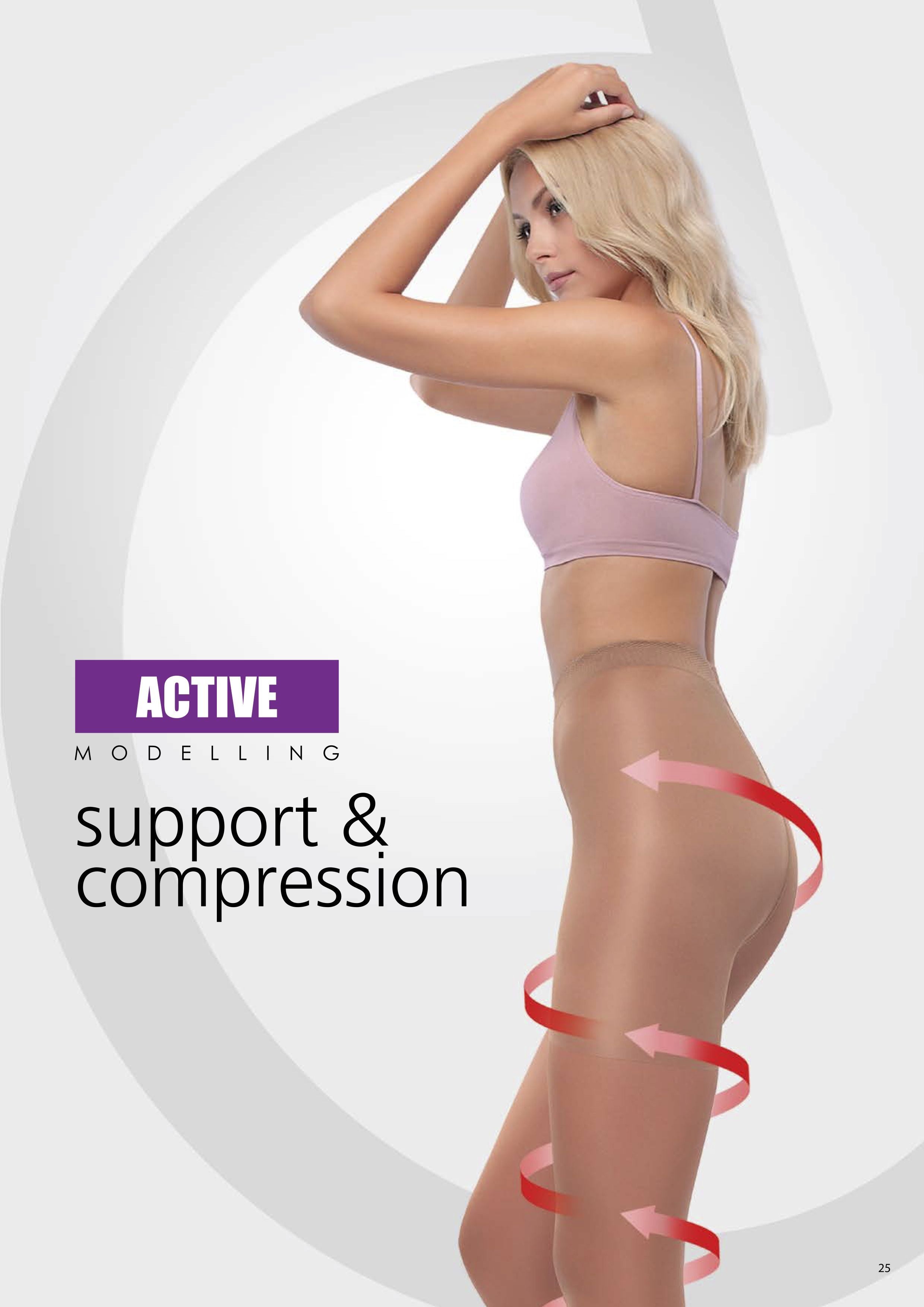 Kompresijske hlačne nogavice Conte Elegant Active s porazdeljenim pritiskom po nogi. Imajo masažni učinek, primerne za občutljivo kožo