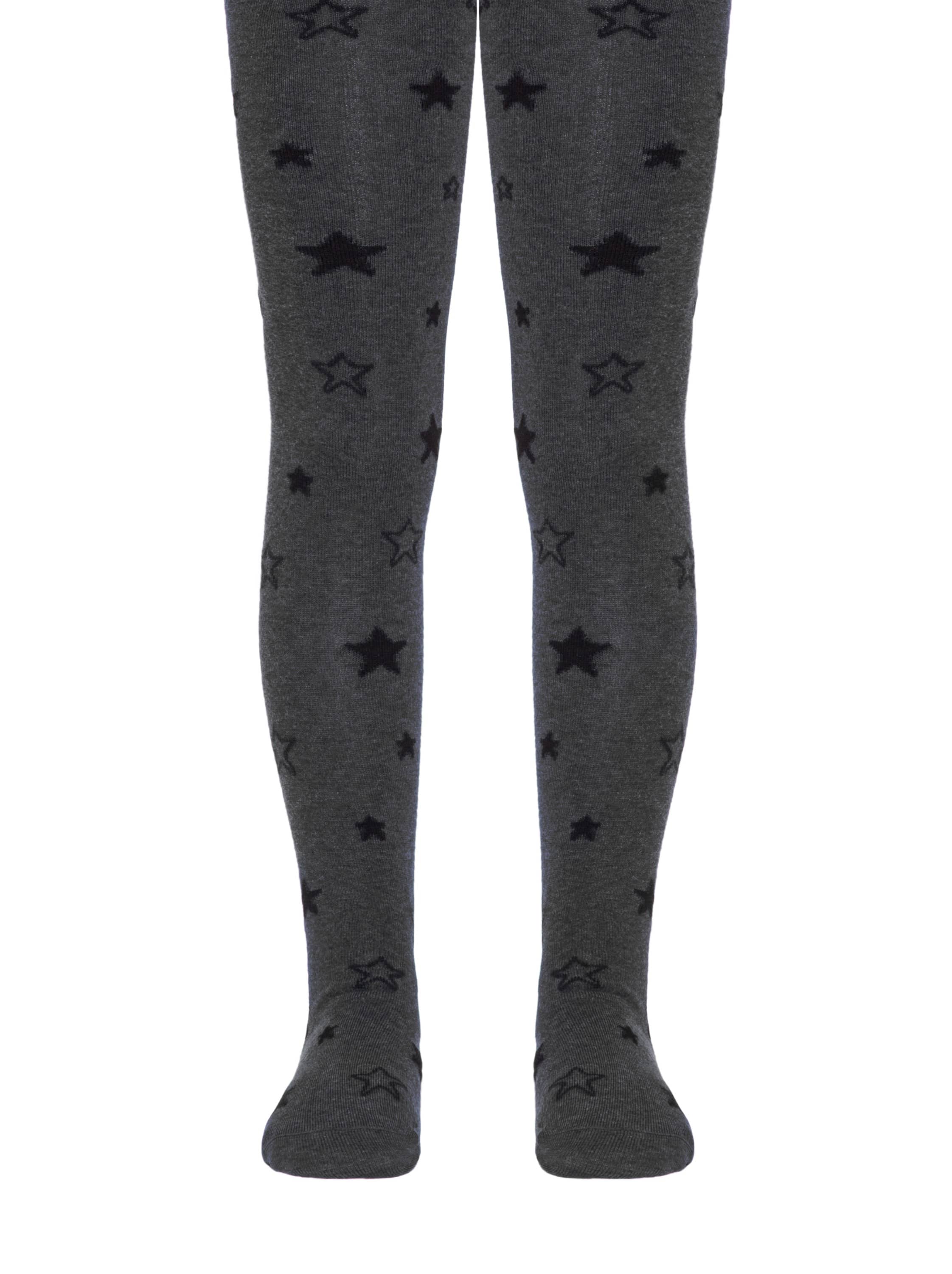 Otroške hlačne nogavice iz bombaža v temno sivi barvi in vzorcem v obliki zvezdic Conte Kids Zvezdice