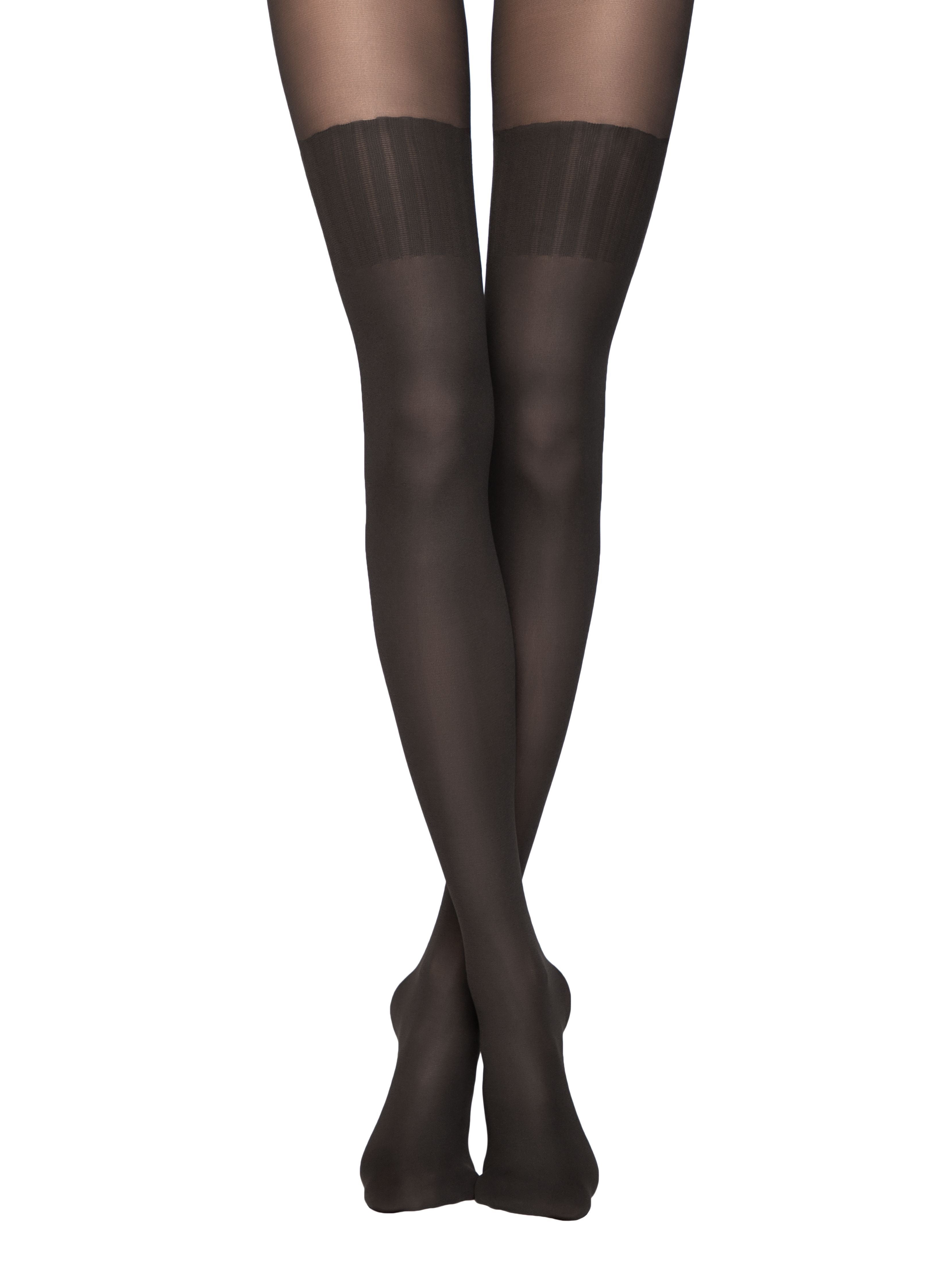 Opaque knee high black tights pantyhose with luxury opaque stockings Conte Elegant Erica