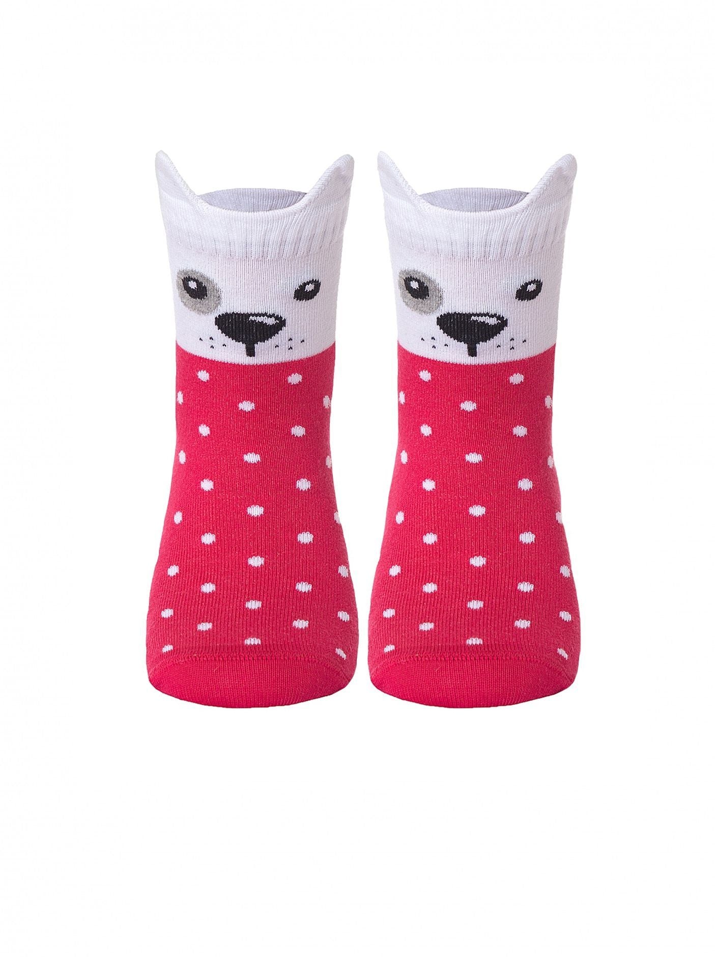 Polka dot cute baby socks with puppies by Conte-Kids