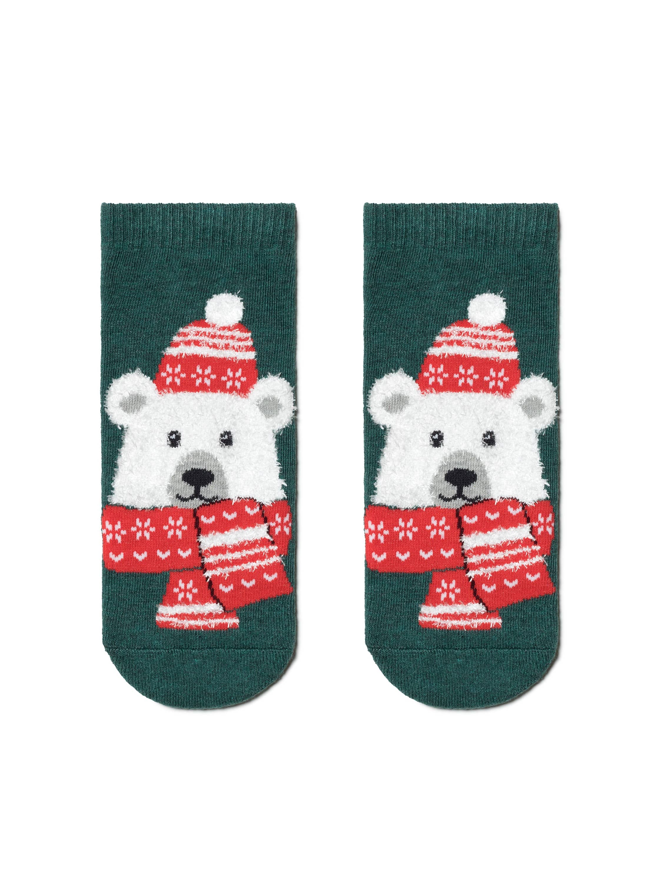 Božične nogavice za ženske z božičnimi motivi Conte Beli Medvedek darilo za božič ali novo leto Conte Shop