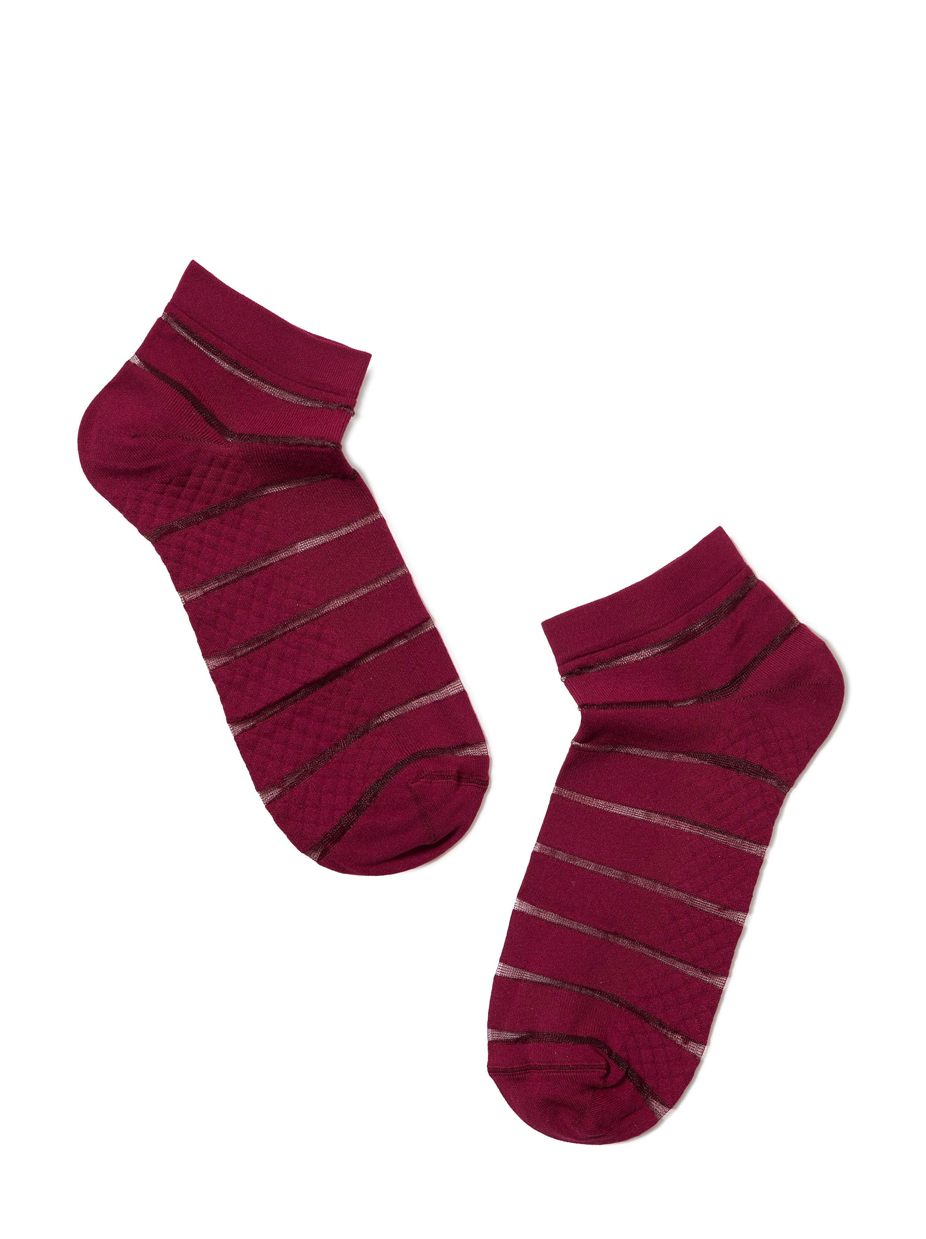 Funny women's ankle socks burgundy color with lycra by Conte Elegant