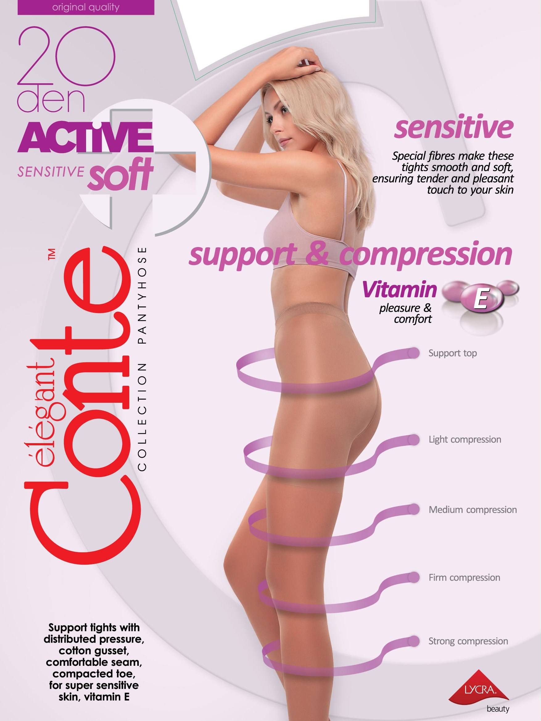 20 denske kompresijske hlačne nogavice ACTIVE Soft